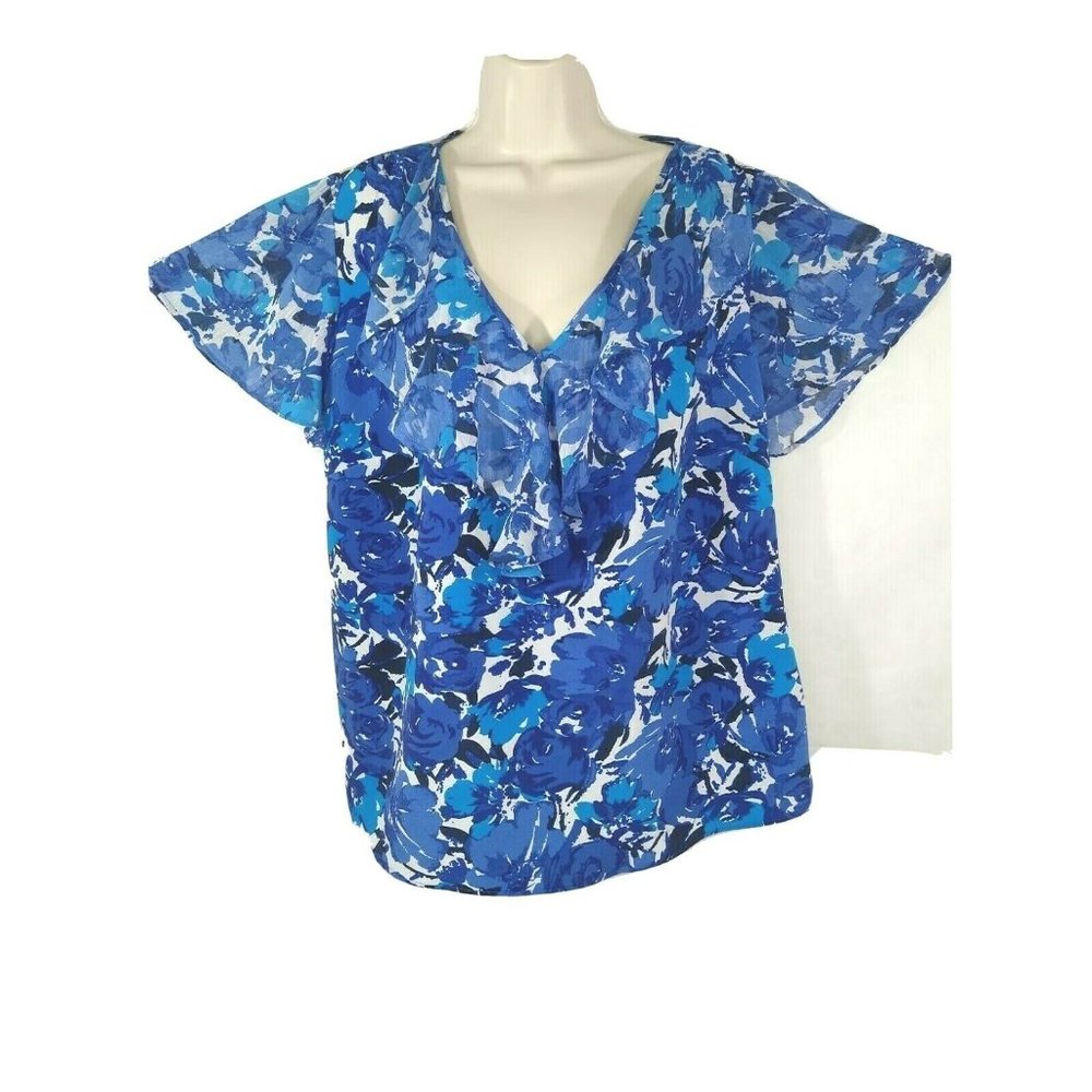 Notations Blouse Top Ruffle V-neck Women Size 2X - Picture 1 of 9